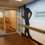 The entrance to the fitness center at Annandale Healthcare Center.