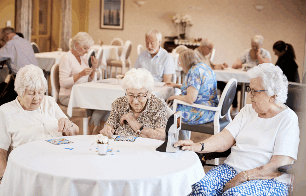 Skilled nursing residents playing Bingo