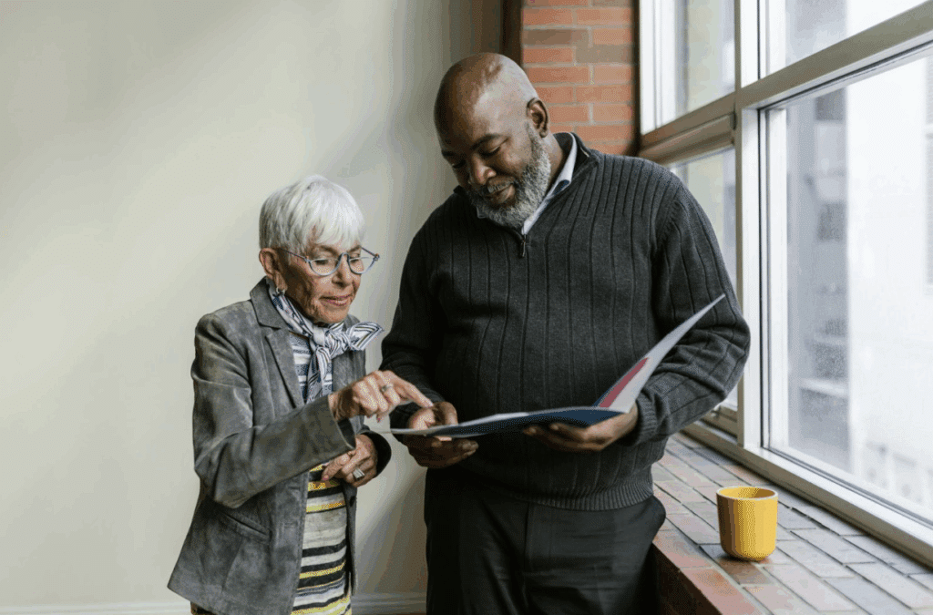 A senior woman reviewing her  healthcare plan