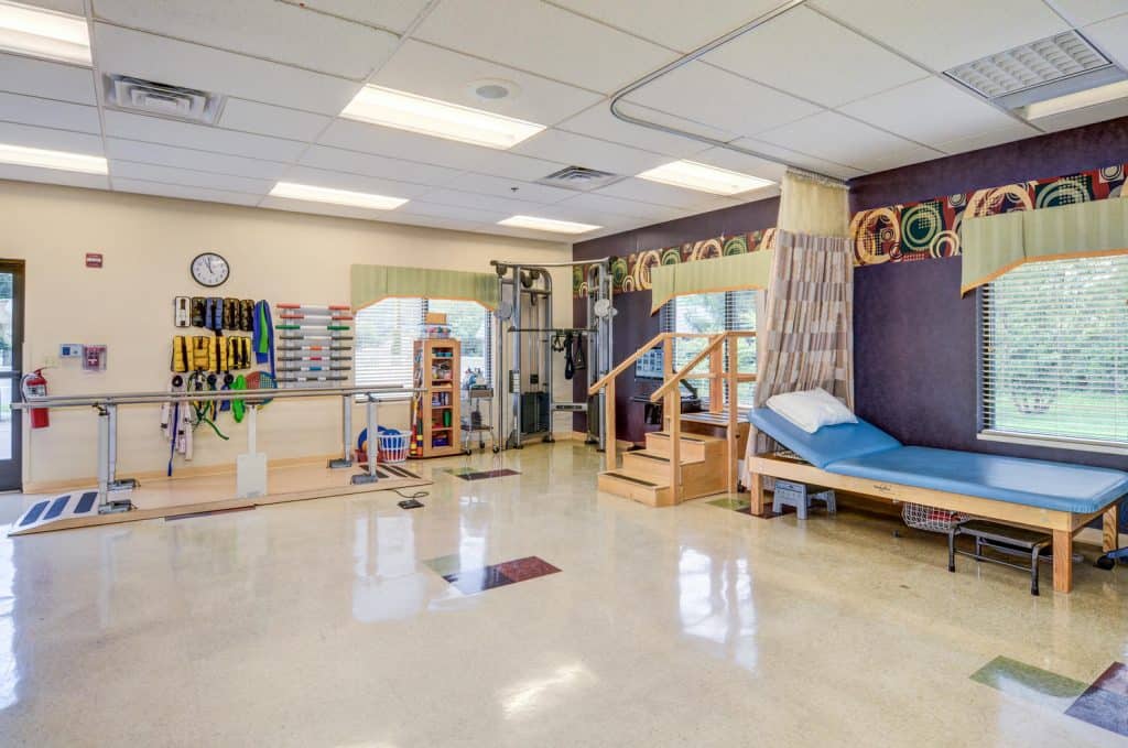 senior physical therapy and occupational therapy exercise room at Keyser Healthcare Center